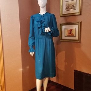 Vtg 1970s secretary blue dress